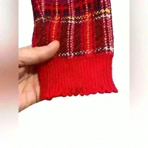 Women’s Wool/Acrylic Pullover‎ Plaid Cheetah Print Sweater Size Medium - Picture 6 of 7